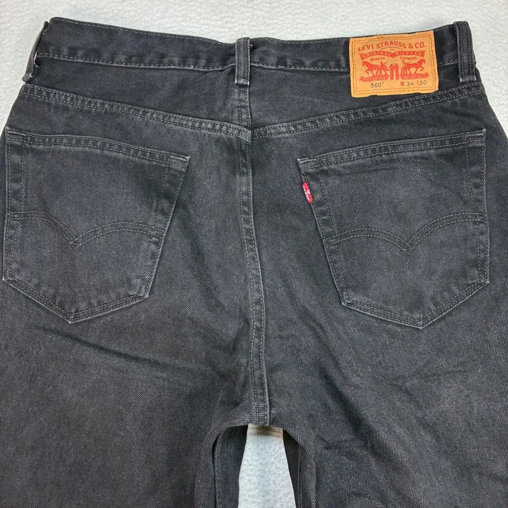 Levis 560 Comfort Fit Jeans Men 34x30 Black Faded Relaxed Taper Casual Loose